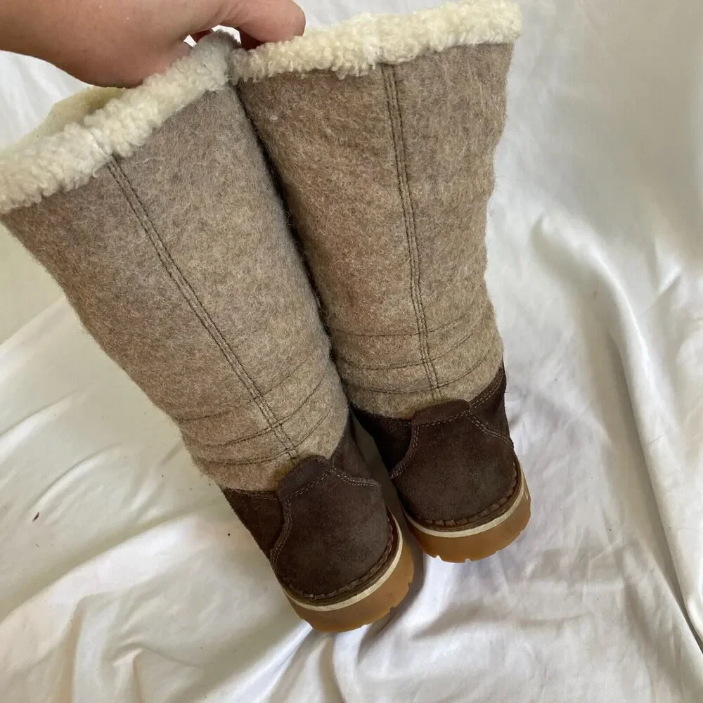 Montelliana knit suede winter boots tall wool insulated warm vibram size 39 US 9